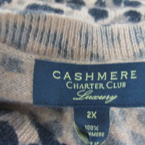 Charter Club 100% Cashmere Pullover Sweater Brown Leopard/Animal Print Womens 2X - Picture 5 of 5